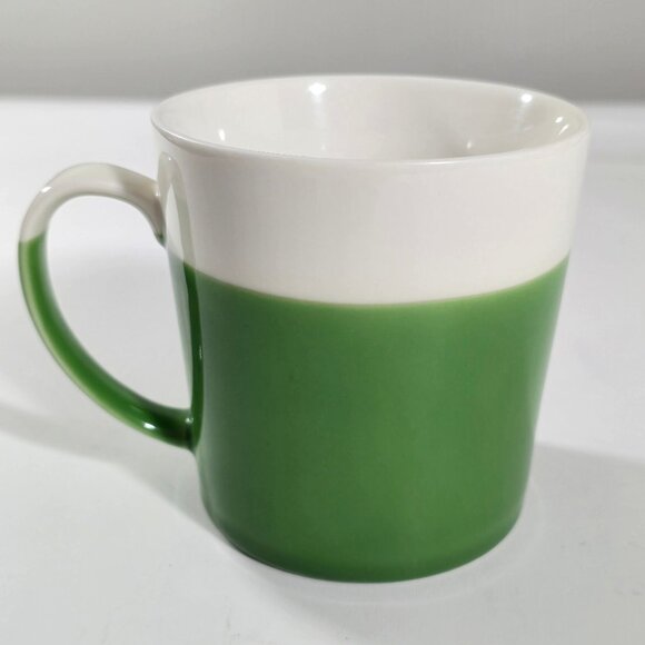 Vintage Crate&Barrel Color Block Coffee Mug Green and White Large 12-14oz - Picture 5 of 11